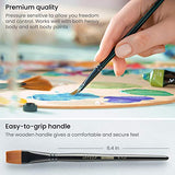Arteza Paint Brushes, Set of 12, Premium Synthetic Acrylic & Oil Paint Brushes with Brass Ferrules & Wooden Birch Handles, Painting Art Supplies for Beginners and Experts