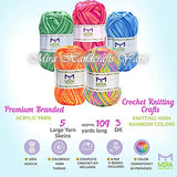 Mira Handcrafts 8.82 Ounces (250g) Acrylic Yarn Variegated Soft Thread - 5 Crafts Skeins for Knitting and Crochet – 50g Balls Yarn Bulk – Crochet Kit Included – Ideal Starter Kit