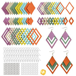 SHUANGART 242 Pcs Geometric Faux Leather Earrings Making Kit for Beginner, 60 Pcs Pre Cut Layered Leather Earrings with Earring Accessories for Women Girls DIY Jewelry Making