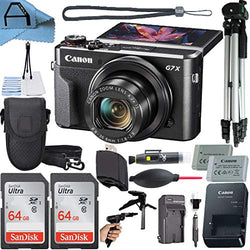 Canon PowerShot G7 X Mark II Digital Camera 20.1MP Sensor with 2 Pack SanDisk 64GB Memory Card + Case + Full Size Tripod + A-Cell Accessory Bundle (Black)