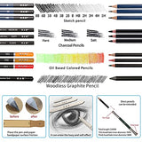 Drawing and Sketching Colored Pencils Kit,Professional Art Supplies Painting Pencils Set,Graphite Charcoal Art Pencils Teens Adults and Artists