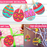 60 Pieces 12 Styles Easter Egg Wood Slice Ornaments Easter Wooden Egg Cutouts Ornaments Unfinished Wooden Egg Slices Hanging Decorations with Twine for Easter Party Supplies