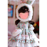 HMANE BJD Dolls Clothes for 1/6 BJD Dolls, 4Pcs Cute Rabbit Ears Hat Floral Dress for 1/6 BJD Dolls (No Doll)