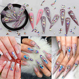 Warmfits AB Crystal Rhinestones Set, 1840pcs Rhinestones Nail Art Set Nail Gems Iridescent Clear Class Multi-Shape Flat Back Shiny Nail Jewels for Nail Art DIY Crafts Phones Clothes Shoes Jewelry Bag