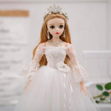 Pvnoocy BJD Doll, 23.6 Inch 1/3 Bridal Wedding Dress Simulation Doll DIY Toys with Full Set Clothes Shoes Wig Makeup, Best Gift for Girls (Crown)