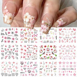 48 Sheets Flower Nail Art Stickers Decals Spring Summer Water Nail Decals Lily Lavender Butterfly Leaf Patterns Nail Supplies Accessories for Women Nail Art Design