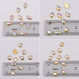 120Pcs Shapes Glass Crystals AB Rhinestone Diamonds For Nail Art Mix 12 Style 3D Decorations Stones Gems Gold bordered Charms Set