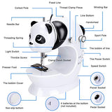 Panda Mini Sewing Machine Portable Sewing Machine with Foot Pedal Small Household Sewing Tool with Thread Cutter Double Speed Control Sewing Machine with Built-in Lighting Lamp for Beginners or Pros