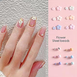 3D Flower Nail Charms, 2 Boxes Variable Color Flower 3D Nail Decoration, Acrylic Nail Art Supplies with Pearls Macaroon Steel Beads Acrylic Manicure Design