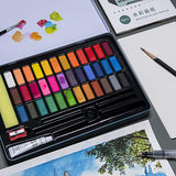 HIMI Watercolor Paint Set, 36 Vivid Colors in Pocket Box with Watercolor Brush and More, Perfect for Kids, Adults, Beginners, Artists Painting, Sketching, and Illustrating-Green Case
