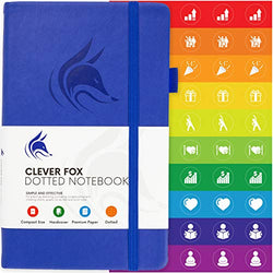 Clever Fox Dotted Notebook - Dot Grid Bullet Numbered Pages Hard Cover Notebook Journal With Thick 120g Paper and Pen Loop, Stickers, 3 Bookmarks, Smooth Faux Leather, 5.12'' x 8.27'' - Royal Blue