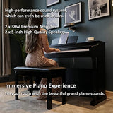 Souidmy V-210 Digital Upright Piano, Full Weighted Graded Hammer Action, Enhanced Acoustic Resonance, 2x38W Amplifiers, Bluetooth MIDI, Numerous Practical Features, Premium Satin Black