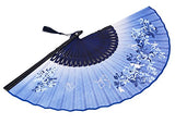 Amajiji folding fan, 8.27"(21cm) Women Hand Held Silk Folding Fans with Bamboo Frame, Hollow