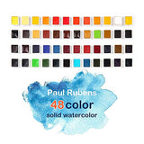 Paul Rubens Artist Grade Watercolor Paint, 48 Colors Solid Cakes with Portable Metal Box for Artists, Beginners, Hobbyists, Students