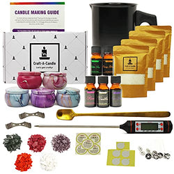 Candle Making Kit, Supplies for Scented Candle Making, Easy DIY Gift Kits for Adults, Full Beginners Set Includes Melting Pitcher, 5 Tins, 2 LBS of Soy Wax, 5 Colors, 5 Scents, Thermometer, and More!