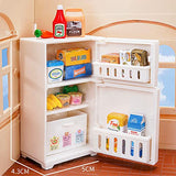 21 Pcs Mini House Miniature Refrigerator with Mini Food Set Mini Kitchen Furniture Fridge Decorations Miniature Food with Juice Milk Ice Creams Vegetables