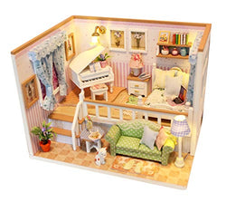 Flever Dollhouse Miniature DIY House Kit Creative Room with Furniture for Romantic Valentine's Gift(Because of Meeting You)