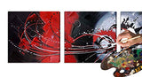 Large Hand-Made Abstract Wall Art for Living Room Bedroom Decoration, Modern Red and Black Knife Palette Oil Painting on Canvas for Home décor, Framed Ready to Hang 16x16 Inch 3 Pieces Set…