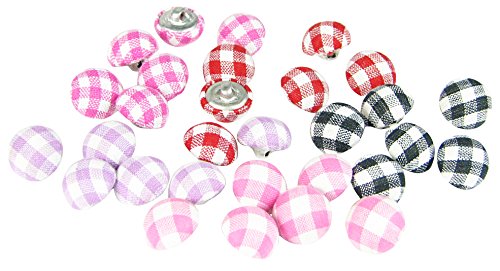 HipGirl Fabric Covered Buttons, Assorted Colors. (60pc 5/8" Gingham Fabric Covered Button)--j6
