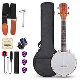 Vangoa Banjo Uke, 4 String Banjolele Concert 23 Inch Sapele Banjo Ukulele with Beginner Kit