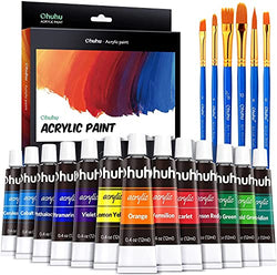 Acrylic Paint Set for Art Painting: Ohuhu 24 Assorted Colors Acrylic Painting Tubes - Non Toxic Craft Paints Art Paint Wood Paint Canvas Paint Ceramic Acrylic Painting for Beginners Adults Kid Artist