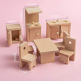 Warmtree Wooden Classic Doll House Furniture Wood Miniature Kitchen Set and Mini Juice Pot Cups Pretend Play House Furniture Dollhouse Decoration Accessories