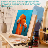 VISWIN Tabletop Easel, Portable Sketching & Drawing Board Easel, Premium Beech Wood Display Desktop Easel with Adjustable Angle for Adults, Students, Beginners, Holds Canvases Up to 22.5" High