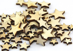 Pack of Mixed Size Natural Wood Color Little Star Shaped Wooden Crafting Sewing Scarpbooking DIY