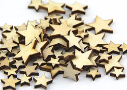 RayLineDo Pack of Mixed Size Natural Wood Color Little Star Shaped Wooden Crafting Sewing