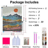 XWJJ Diamond Painting Mountain Kit,Diamond Art Kits for Adults Sun Full Round Drill Large Size(16x20 inch) ,Abstract Scenery Paint with Diamonds Crystal Gem for Gift,Wall Decor