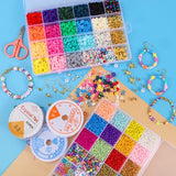 8378pcs 3mm Glass Seed Beads Flat Clay Beads for Jewelry Making, Assorted Colors Bracelet Beads with Letter Alphabet Bead Smile Face Evil Eye Gold Round Spacer Star Kids Beads Charms Kit for Girls