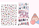 6 Sheets Mixture Cute Kawaii Cartoon Nail Art Stickers Decal for Nail Art,3D Self Adhesive Nail Design Nail Art Supplies Cute Nail Decals for Women Girls Kids…