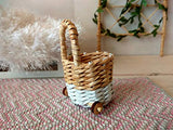 Miniature Shopping Trolley, Basket for Toys. Handmade Dollhouse Nursery 1:8 scale