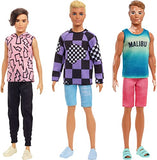 Barbie Ken Fashionistas Doll #191, Blonde Cropped Hair, Checkered Sweater, Denim Shorts, White Sneakers, Toy for Kids 3 to 8 Years Old