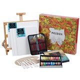 MEEDEN 46-Piece Oil Painting Set with Beech Wood Table Easel, 12MLX24 Oil Paint Tubes and All The Additional Supplies, Perfect for Beginning Artists, Students and Kids