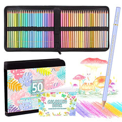 Macaron 50+1 Drawing Pencils Set with 1 Coloring Book,Pastel Colored Pencils for Adult Coloring Books,Soft Coloring Pencils for Kids Artists