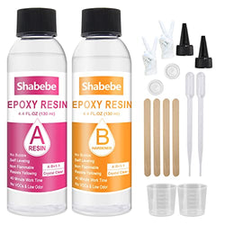 Epoxy Resin, Upgrade Formula 8.8OZ 2X UV Resistant Resin, Epoxy Casting and Coating Resin Kit with Sticks, Self Leveling Easy Mix for Art, Crafts, Jewelry Making, River Tables of Art Resin