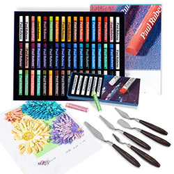 Paul Rubens Oil Pastels Kit with 50 Colors Artist Soft Pastel, 8 White Oil Pastels, 8.7" x 11.7" Painting Paper, 5 Paint Knives, Vibrant Non Toxic for Artists, Professionals, Students and Hobbyists