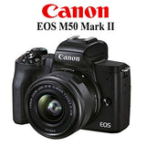 Canon EOS M50 Mark II Mirrorless Digital Camera 24.1MP Sensor with EF-M 15-45mm is STM Lens + SanDisk 32GB Memory Card + Gadget Bag + Tripod + A-Cell Accessory Bundle (Black)