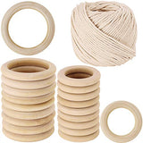 2 Size 20 PCS Unfinished Solid Wooden Rings Wooden Teething Ring Natural Wood Teething Rings and 54