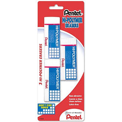 Pentel ZEH10BP3-K6 Hi-Polymer Block Eraser44; 3-Pack
