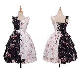 Mingyuezai Halloween Women's Asymmetric Contrast Party Prom Sleeveless Suspender Dress (L, Blackwhite)