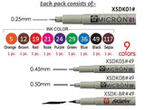 Sakura Pigma Micron Artist pens 12 Fineliner Archival Ink Black & Colors, 8 Assorted Colors with