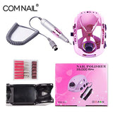 Professional Electric Nail Drill Manicure Set 65W 35000RPM Comnail Nail Art Equiment Nail Drill Bit Pedicure Nail File Polishing Tool (Colorful Rose Red)