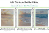 Adkwse Diamond Painting for Adults,5D Diamond Painting Kits,DIY 5D Round Full Drill Cross Stitch,3 Packs Crystal Embroidery Paint by Number The Beach Scenery,Home Wall Decor 11.8×15.7 inch