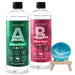 CHOCART Epoxy Resin Kit for Ocean Wave Art - 16oz (8oz Resin + 8oz Hardener) Coating Resin Kit for Art Craft - Non Toxic, Food Grade, Crystal Clear (16OZ)