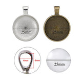 eBoot 24 Pieces Silver and Bronze Pendant Trays Round Bezel with 24 Pieces Glass Round Dome