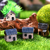 WINOMO 4PCS Miniature Gardening Landscape Micro Village Stone Houses Thumbnail House Thatched Huts DIY Bonsai Terrarium Crafts Desk Ornaments Accessories for Fairy Garden Decoration