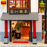 Flever Dollhouse Miniature DIY House Kit Creative Room with Furniture for Romantic Artwork Gift-Dragon Gate Inn