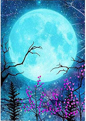 DIY 5D Moon Flower Diamond Painting Kits for Adult by Number Full Drill Round Landscape Rhinestone Dots Picture Arts Craft for Home Room Wall Decor Gift (12x16 inch)